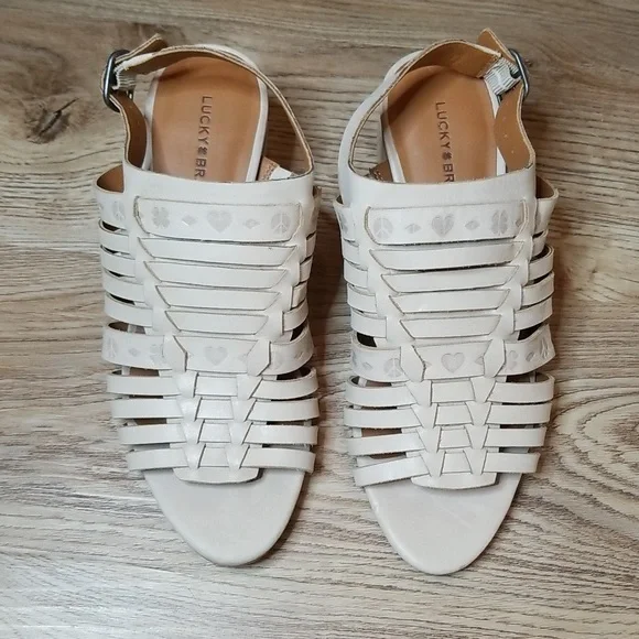 Lucky Brand Natissha Slingback Open Toe Low Tan Block Heel Shoes Size 7 - Picture 2 of 13